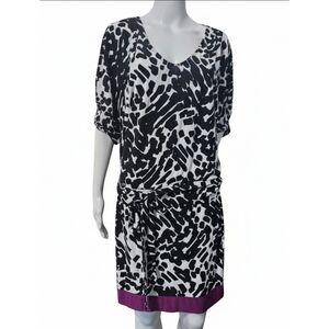 Donna Morgan Black and White/Purple Hem Dress with Purple, 2 NWT ✔️